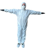 Case of 50 Hazmat Suits, Chemical Protective Coverall with Hood, Zipper Size M