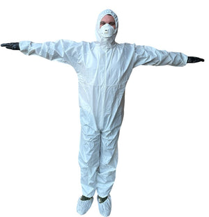 
                  
                    Case of 50 Hazmat Suits, Chemical Protective Coverall with Hood, Zipper Size M
                  
                