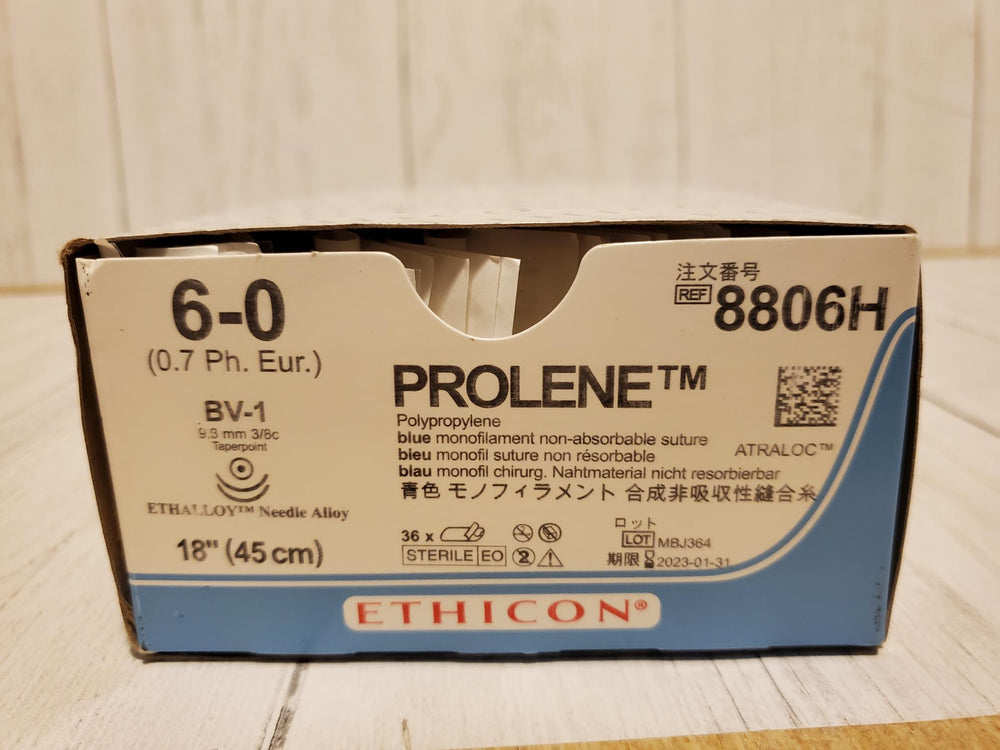 Prolene Ethicon Size 6-0 8806H Box of 36