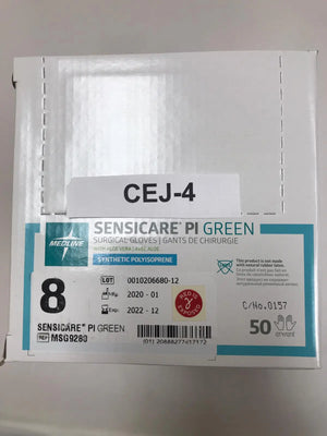 
                  
                    Medline MSG9280 Sensicare PI Green Surgical Gloves Size 8 | KeeboMed
                  
                