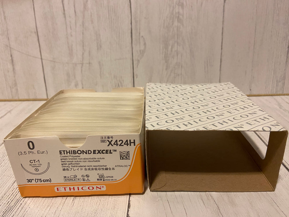 Ethicon - 0 Ethibond Excel Coated Polyester, Green Braided Non-Absorbable Suture - X424H - SOLD INDIVIDUALLY