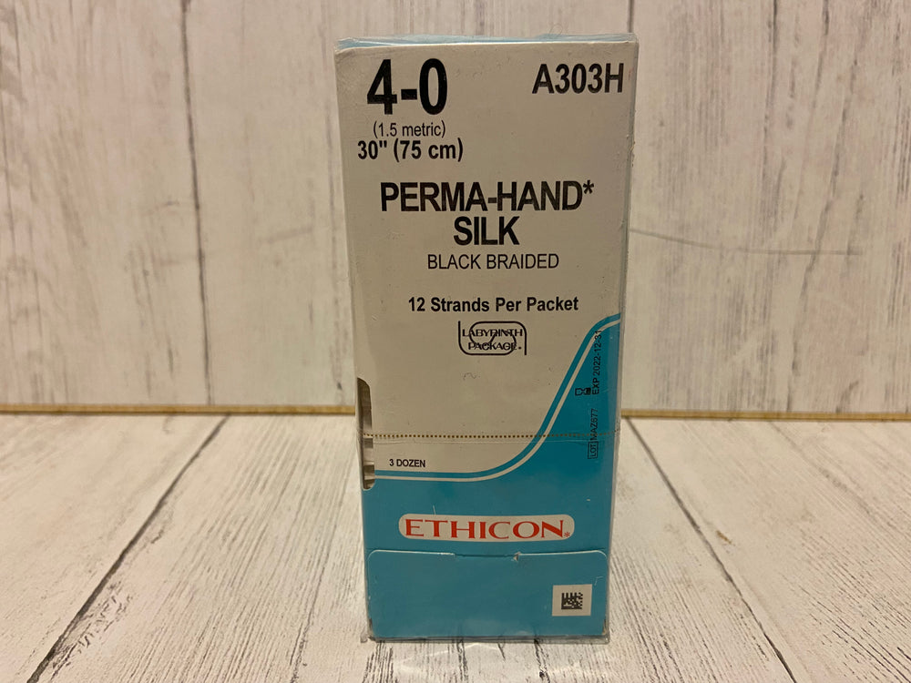Ethicon - 4-0 Perma-Hand Silk, Black Braided - A303H