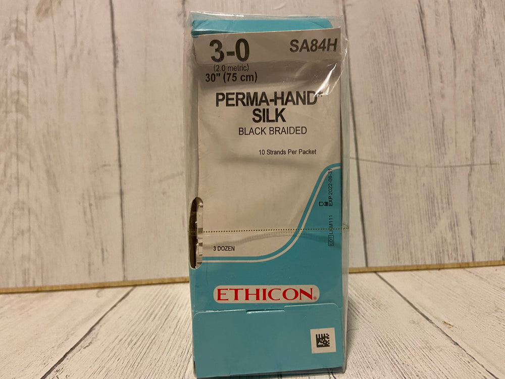 Ethicon - 3-0 Perma-Hand Silk, Black Braided - SA84H