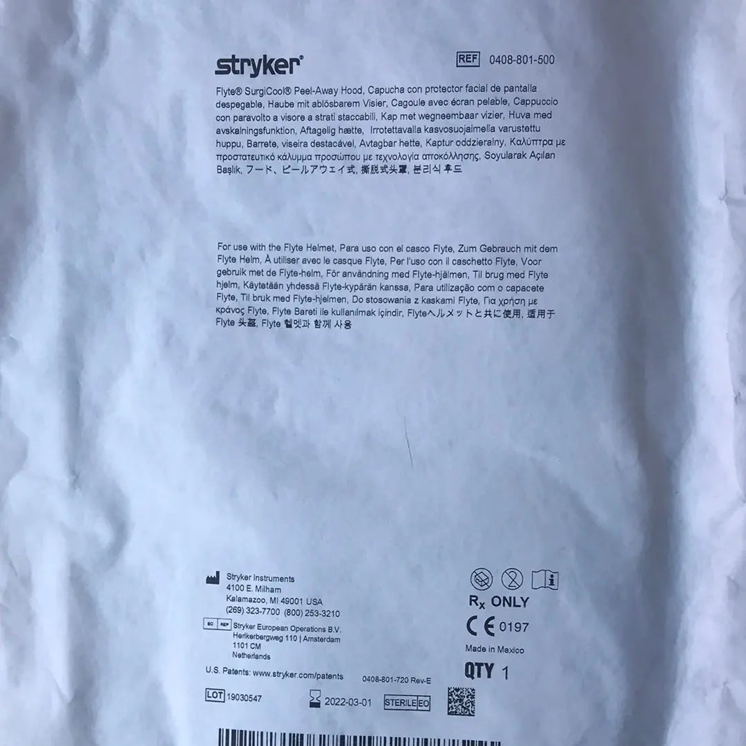 Stryker 0408-801-500 Flyte SurgiCool Peel-Away Hood | KeeboMed