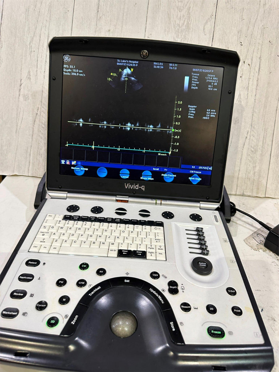 GE VIVID Q PORTABLE ULTRASOUND MACHINE WITH CARDIAC PROBE M4S-RS