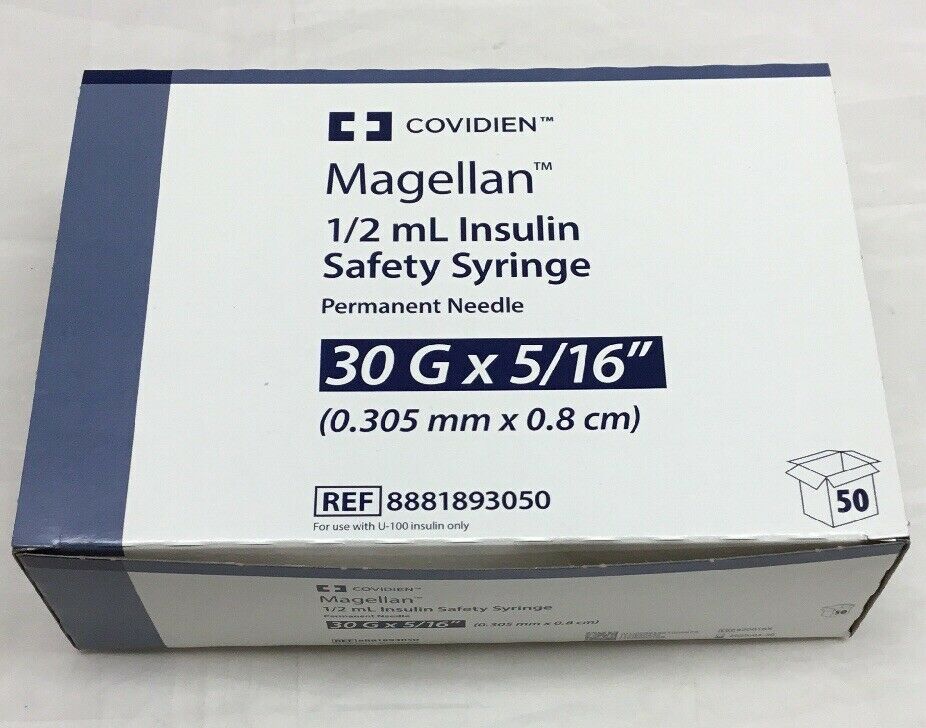 Covidien Magellan 1/2 mL Insulin Safety Syringe (627KMD)