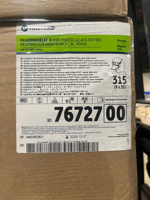 
                  
                    HALYARD FLUIDSHIELD N95 Respirators Model 46727- Case of 315
                  
                