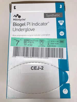 
                  
                    Molnlycke 41670 Biogen PI Indicator Surgical Underglove Size 7 | KeeboMed
                  
                
