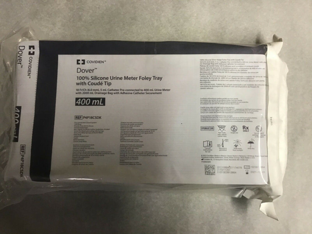 
                  
                    BOX OF 10 DOVER P4P18CSDK 400mL 100% Silicone Urine Meter Foley Kit
                  
                
