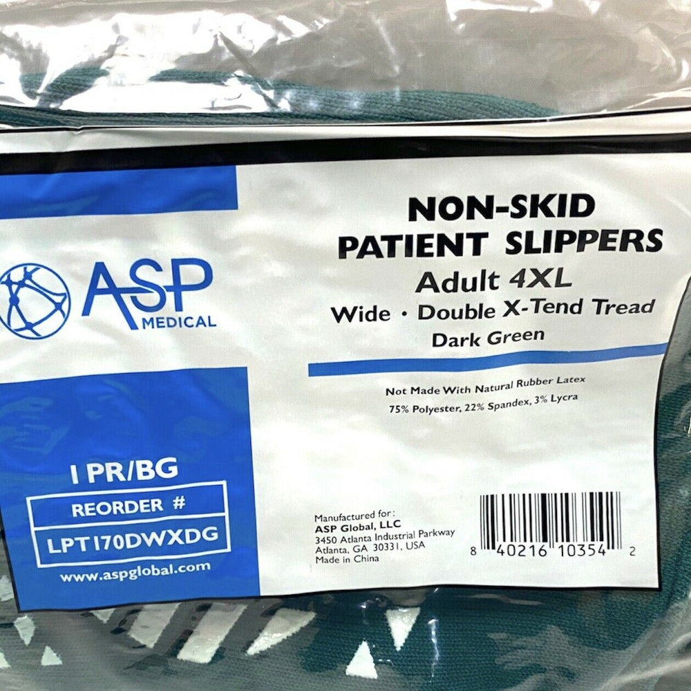 
                  
                    ASP Medical LPT170DWXDG Non-Skid Patient Socks Adult 4XL Green (Qty 5) | CEM-08
                  
                