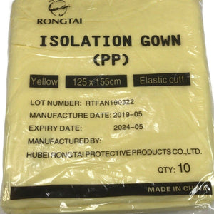 
                  
                    Lot of 100 - Rongtai Yellow Isolation Gown (PP), 100 Gowns | CEM-21
                  
                