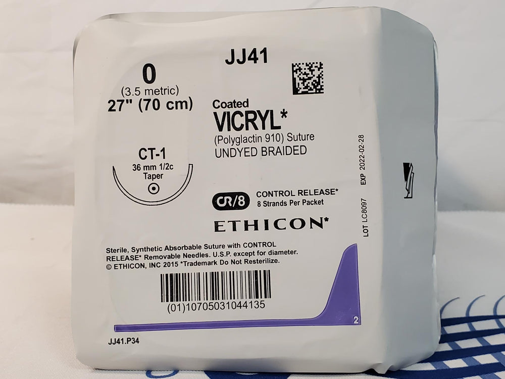 Ethicon 0 VICRYL Undyed Braided Polyglactin 910 Suture JJ41G Sold individually