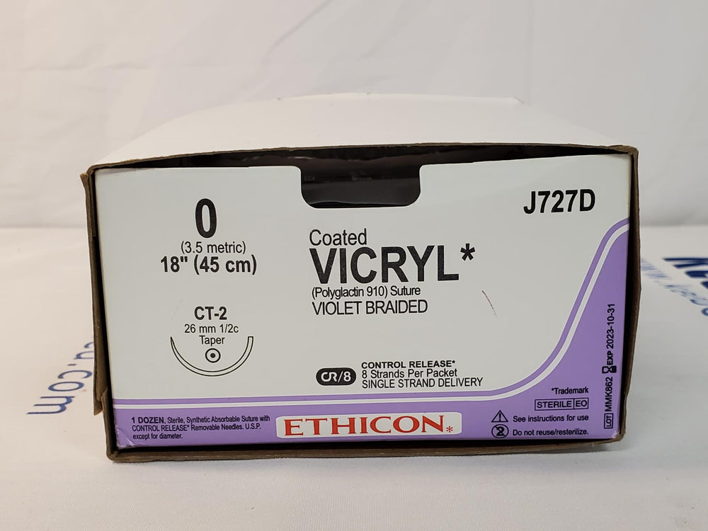 Ethicon VICRYL Size 0 Violet Braided Polyglactin 910 Suture J727D