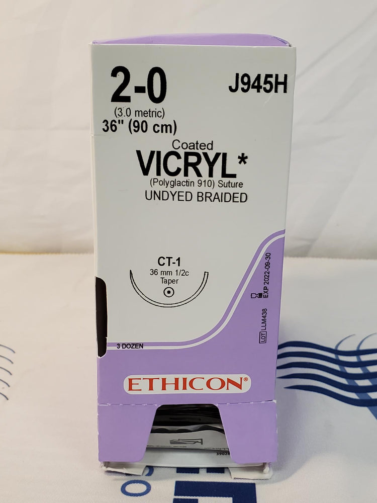 Ethicon Coated VICRYL Size 2 Undyed Braided Polyglactin 910 Suture J945H
