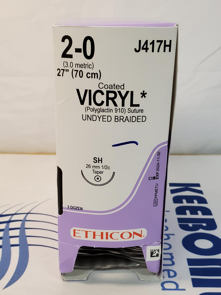 Ethicon Coated VICRYL Size 2 Undyed Braided Polyglactin 910 Suture J417H