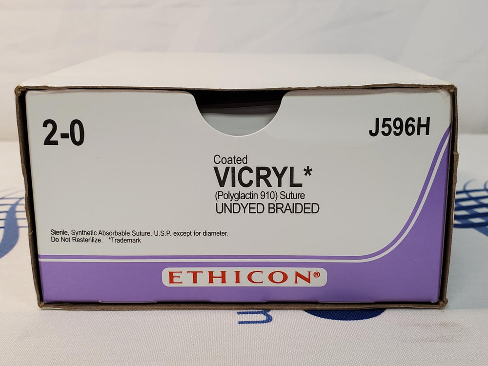 Ethicon Coated VICRYL Size 2 Undyed Braided Polyglactin 910 Suture J596H