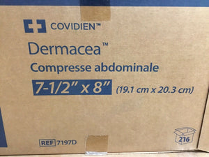 
                  
                    Case of 216 Covidien Dermacea Abdominal Pad (165KMD)
                  
                