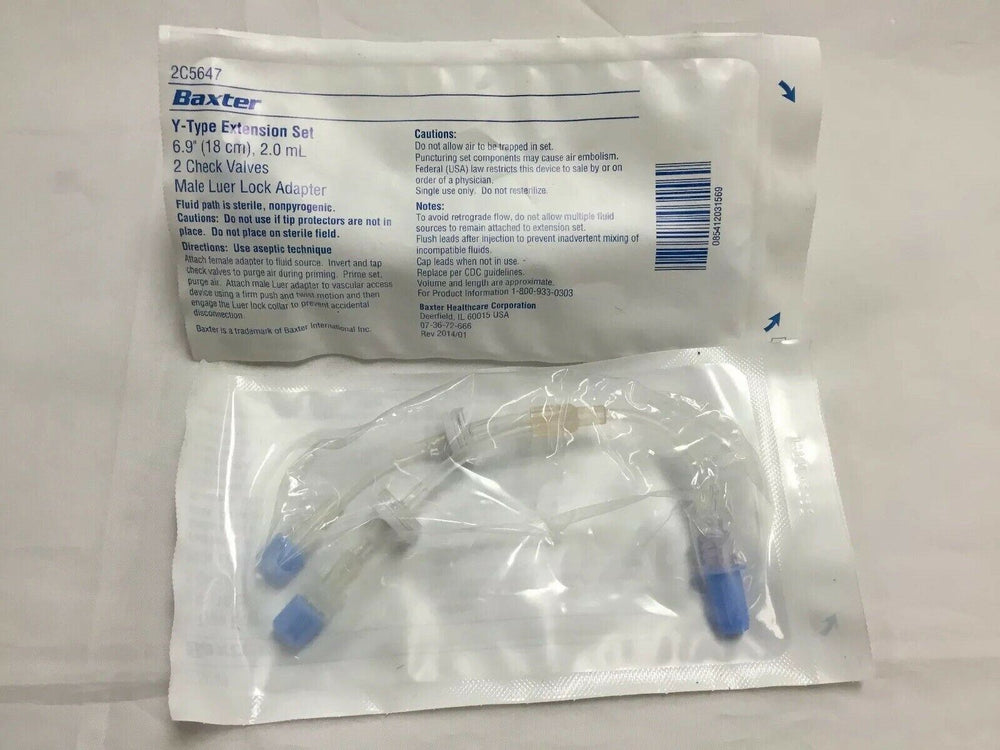 
                  
                    Baxter Y-Type Extension Set Male Luer Lock Adapter--Lot of 2 (156KMD)
                  
                