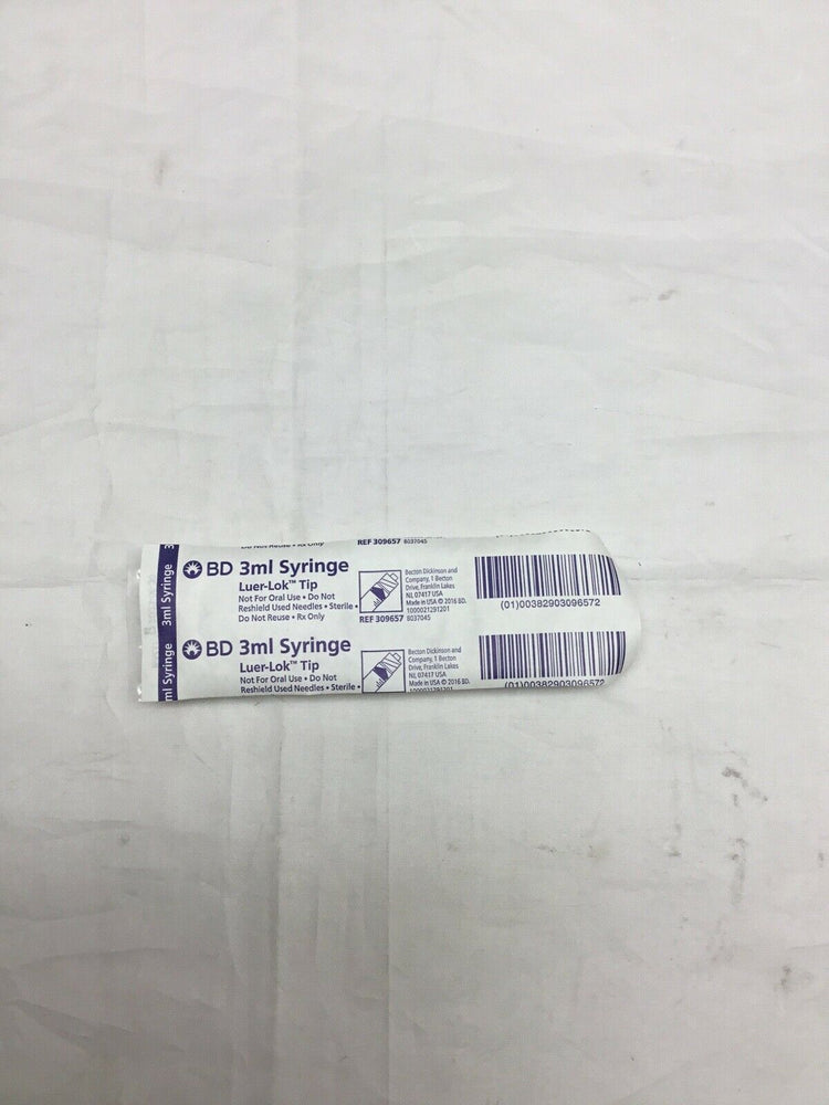 
                  
                    BD 3ml Syringe Luer-Lok Tip, Exp. 06/30/2023 (606KMD)
                  
                