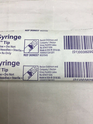 
                  
                    BD 3ml Syringe Luer-Lok Tip, Exp. 06/30/2023 (606KMD)
                  
                