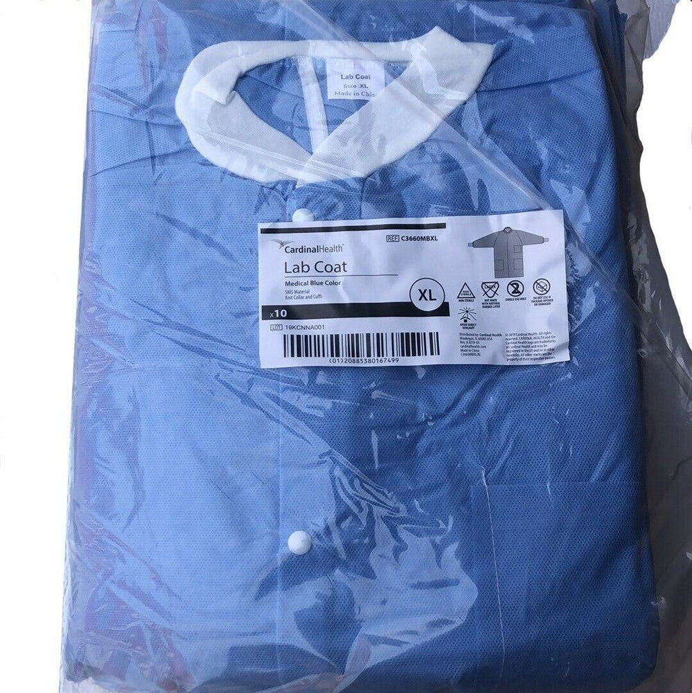 
                  
                    Cardinal Health C3660MBXL Lab Coat Blue XL Pack of 10 | CEM-70
                  
                