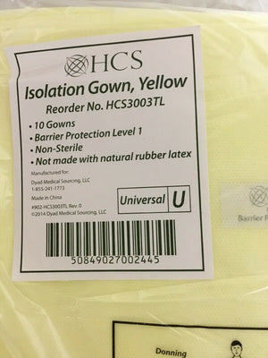 
                  
                    HCS HCS3003TL Isolation Gown, Yellow, Universal | KeeboMed
                  
                