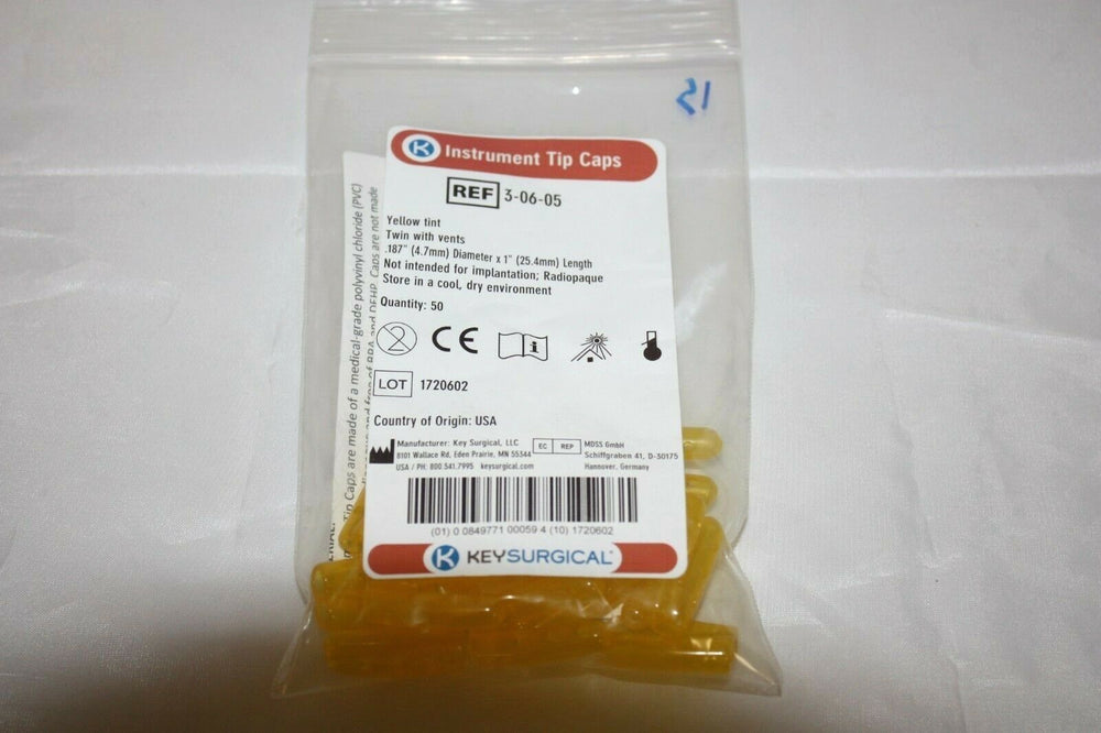 
                  
                    Instrument Tip caps yellow tint twin with vents, Qty 15, .187" x 1" (165GS)
                  
                