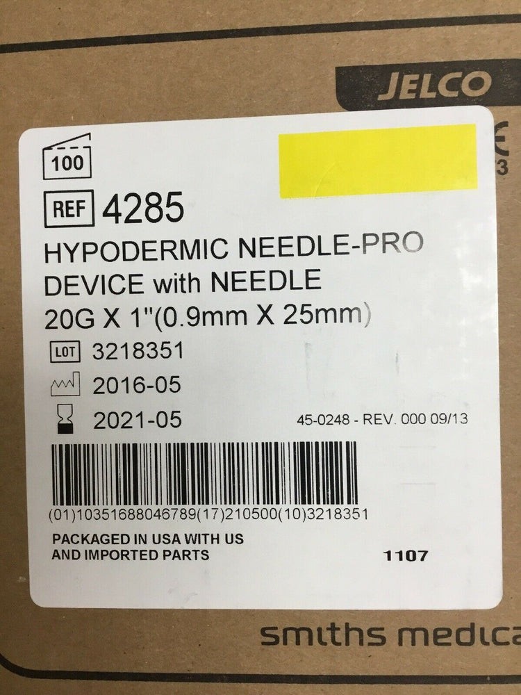 
                  
                    Smiths Medical Jelco 4285 Hypodermic Needle-pro Device 20G X 1” (151KMD)
                  
                
