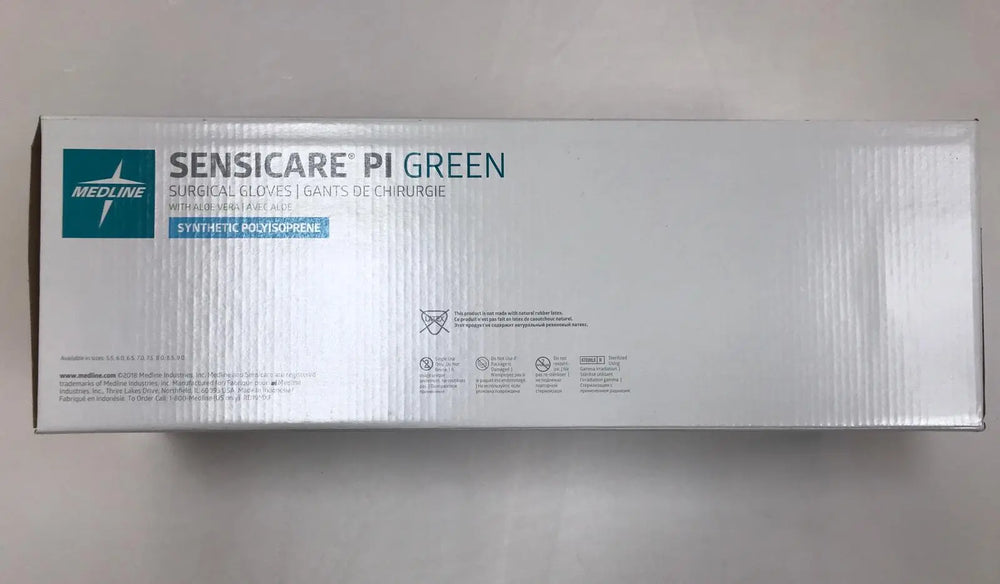 Medline MSG9270 Sensicare PI Green Surgical Gloves Size 7 | KeeboMed