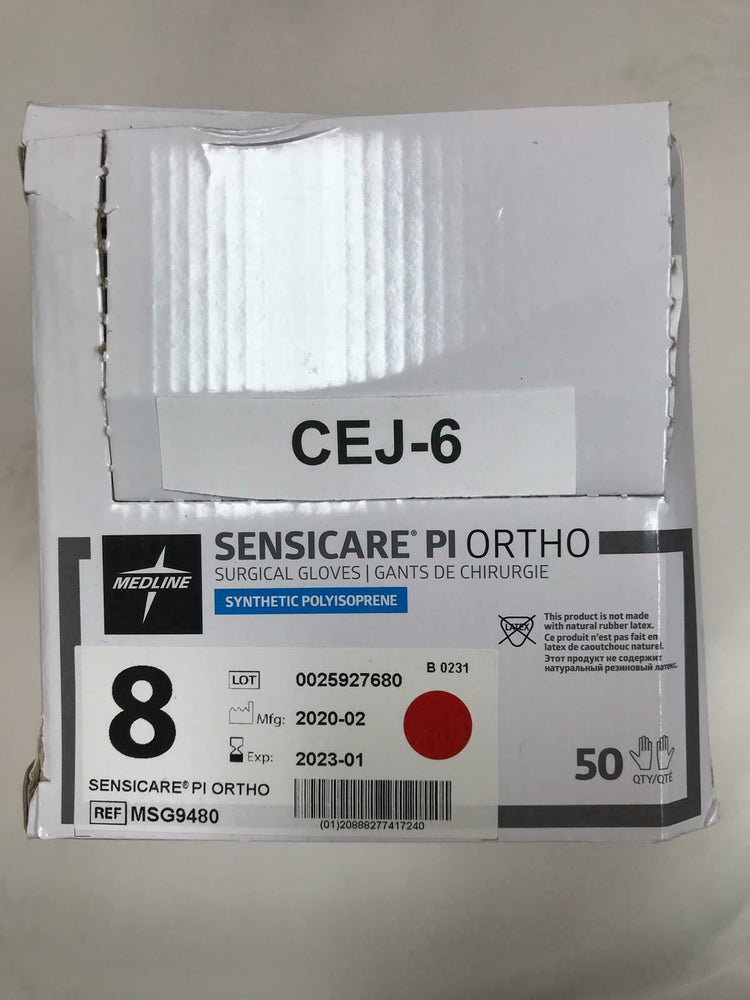 
                  
                    Medline Sensicare PI Ortho Surgical Gloves MSG9480 8 - 50 Count in Box  | CEJ-6
                  
                