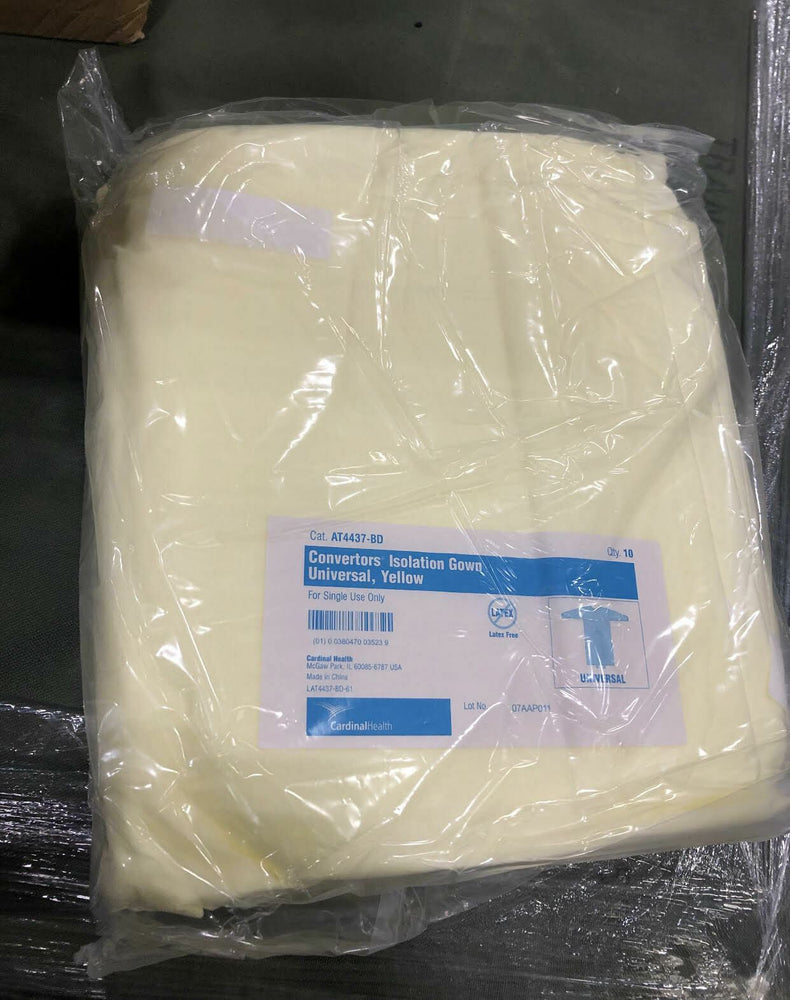 Cardinal Health Convertors Isolation Gowns UNIVERSAL Yellow lot of 1000 AT4437BD