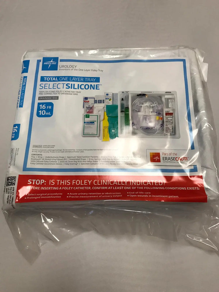Medline URO170716 1-Layer Foley Catheter Tray with Drain Bag | KeeboMed
