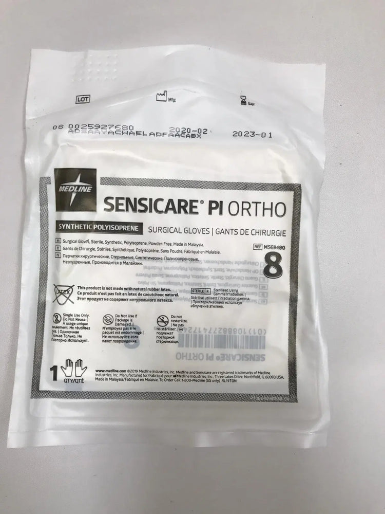 
                  
                    Medline MSG9480 Sensicare PI Ortho Surgical Gloves Size 8 | KeeboMed
                  
                