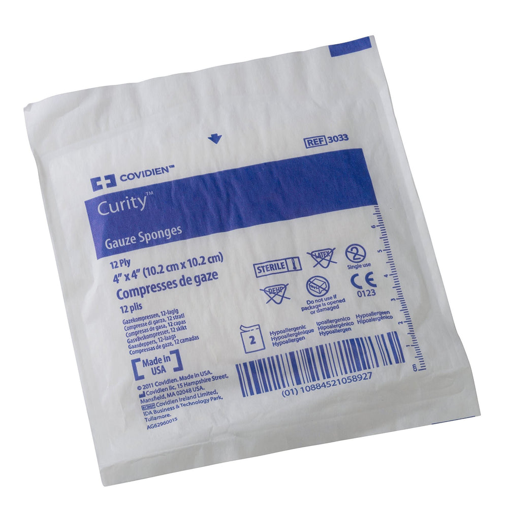 Covidien 3033 Curity Gauze Sponge, Sterile 2's in Peel-Back Package, 4
