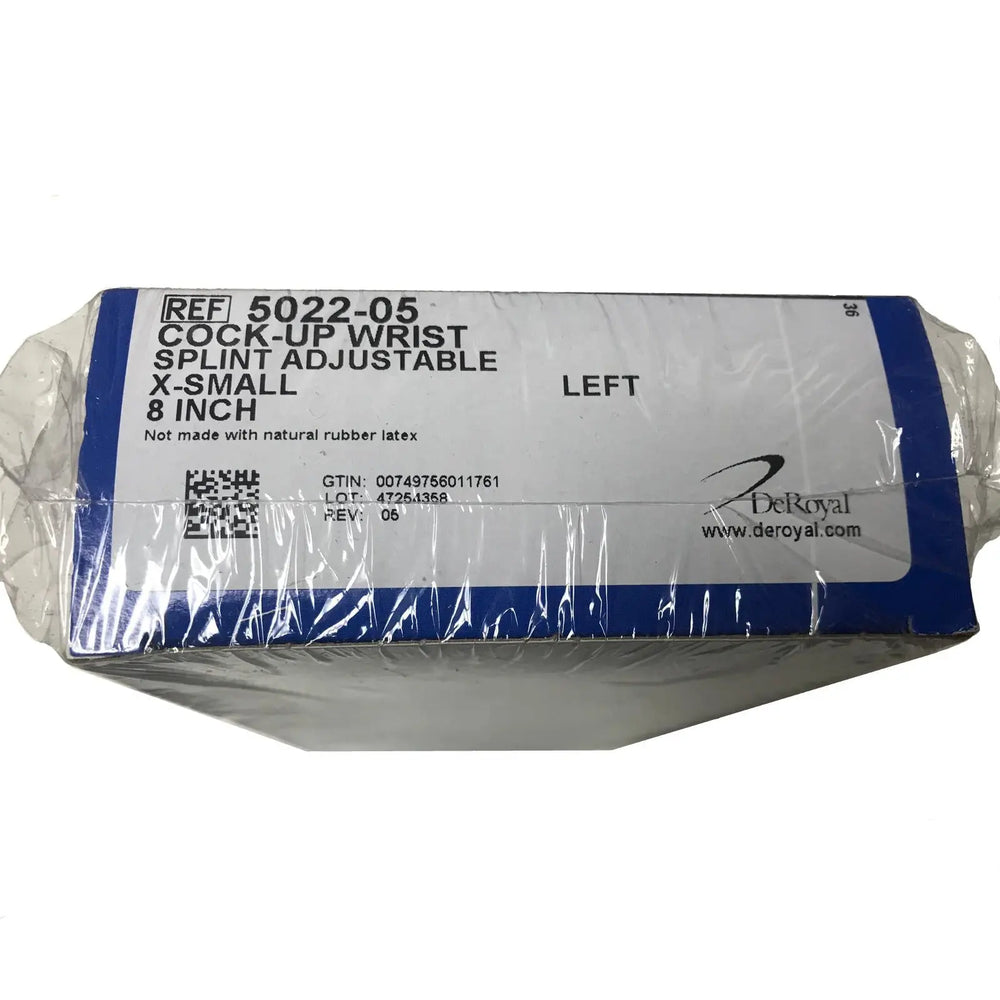 
                  
                    DeRoyal X-Small Left Cock-Up Wrist Adjustable Splint 5022-05
                  
                