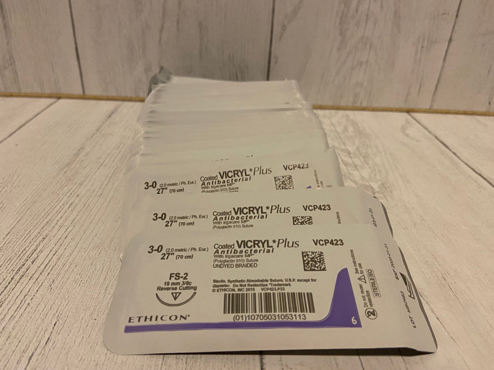 Ethicon 3-0 VICRYL PLUS Undyed Braided Polyglactin 910 Suture VCP423H Sold Individually