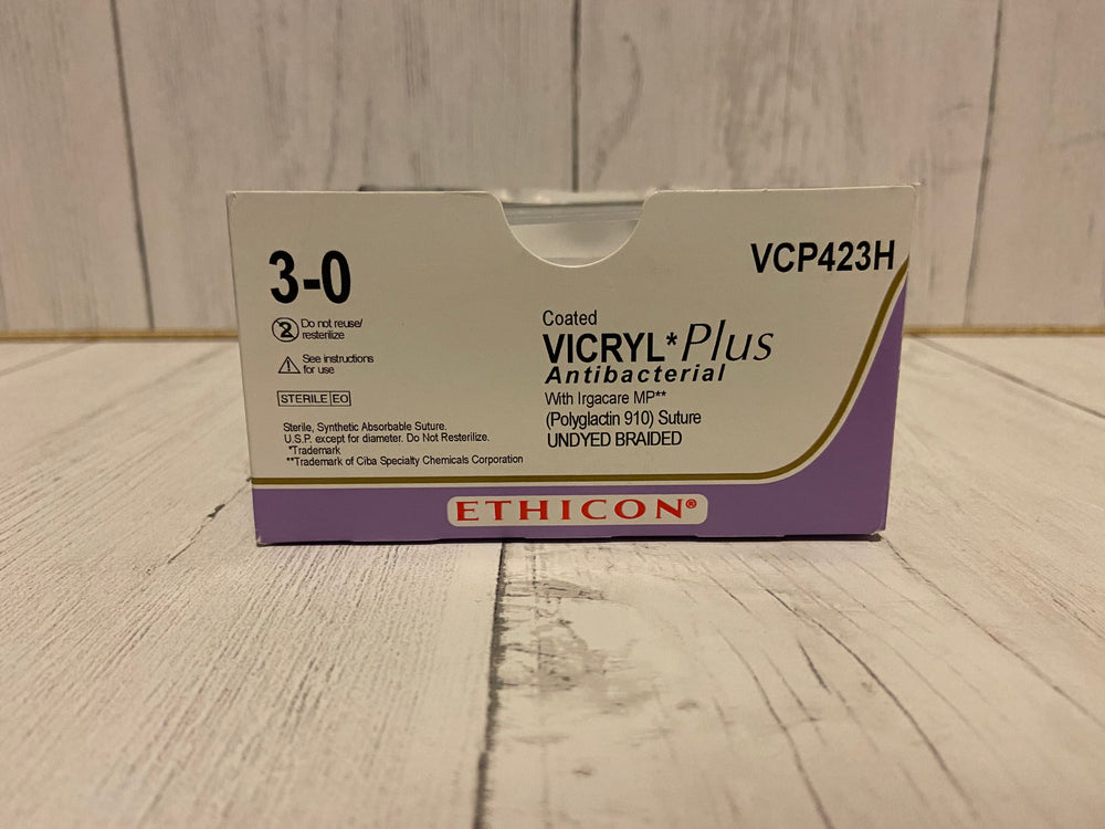 
                  
                    Ethicon 3-0 VICRYL PLUS Undyed Braided Polyglactin 910 Suture VCP423H Sold Individually
                  
                