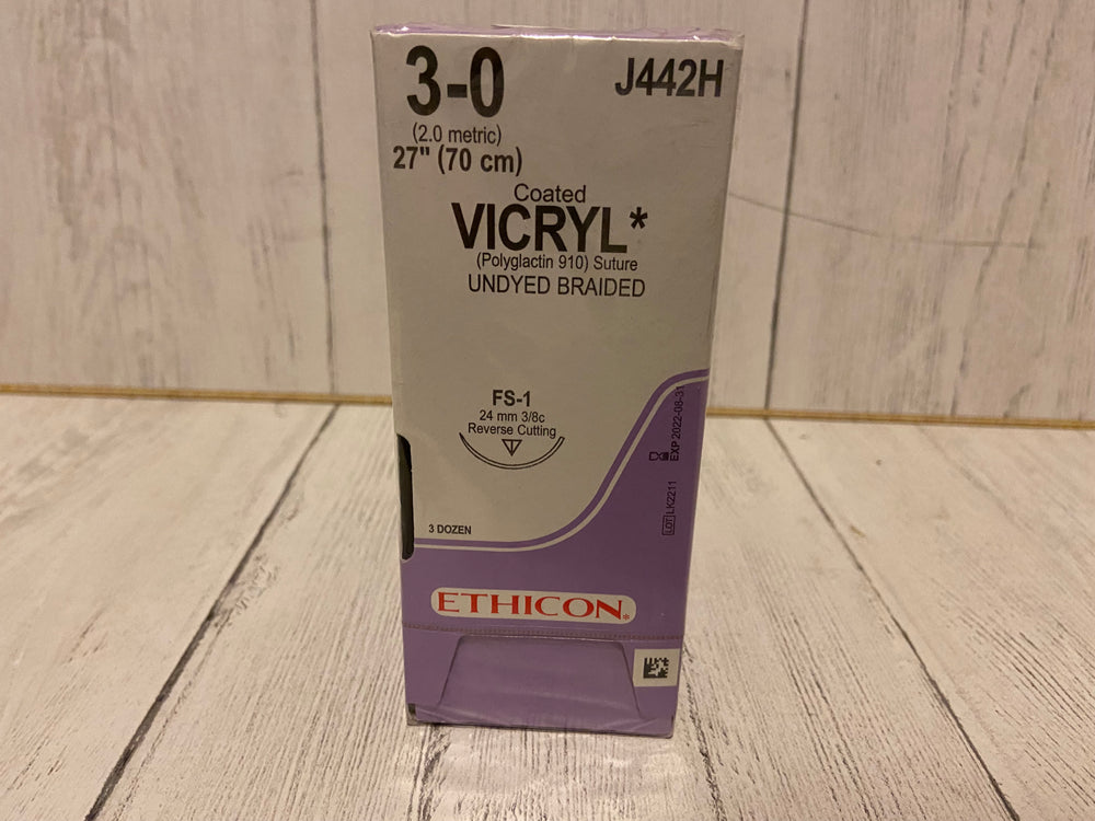 Ethicon 3-0 VICRYL Undyed Braided Polyglactin 910 Suture J442H