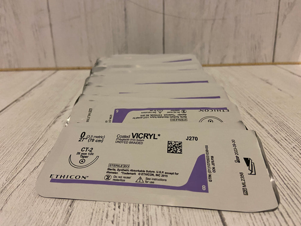 Ethicon 0 VICRYL Undyed Braided Polyglactin 910 Suture J270H Sold Individually