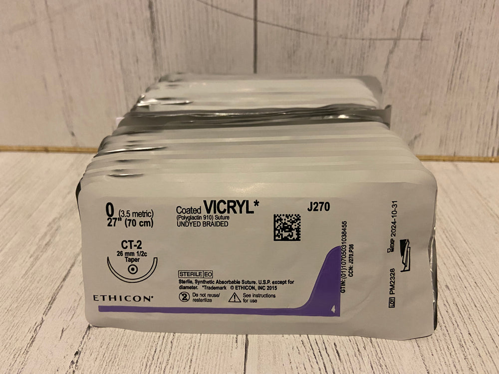 
                  
                    Ethicon 0 VICRYL Undyed Braided Polyglactin 910 Suture J270H Sold Individually
                  
                