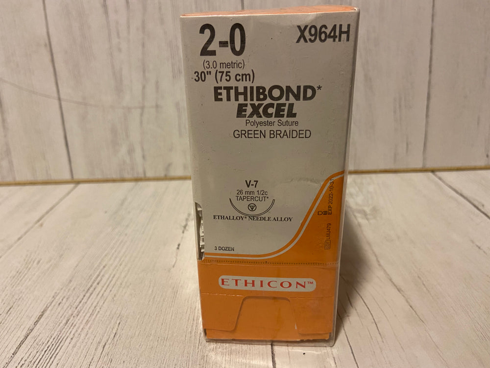 Ethicon - 2-0 Ethibond Excel Polyester Suture, Green Braided - X964H