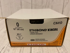 
                  
                    Ethicon - 0 Ethibond Excel Polyester Suture, Green Braided - CX41D - SOLD INDIVIDUALLY
                  
                