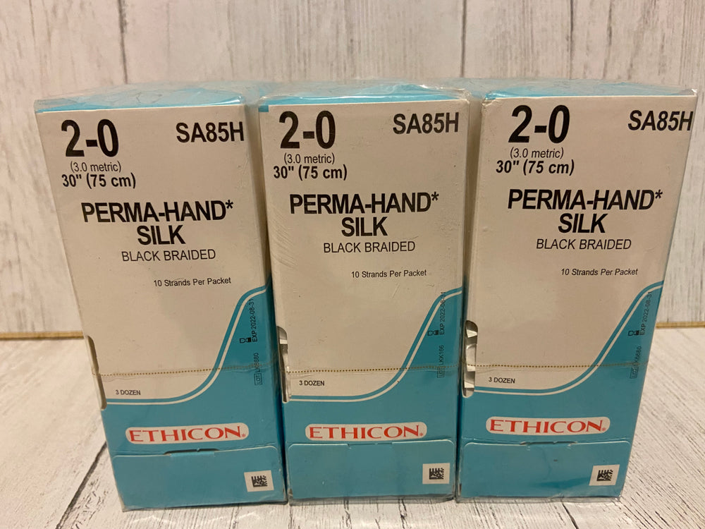 Ethicon - 2-0 Perma-Hand Silk, Black Braided - SA85H