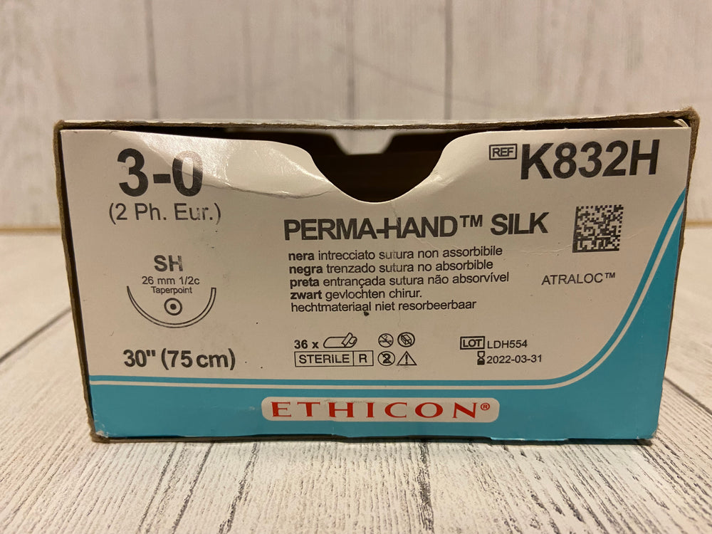 
                  
                    Ethicon - 3-0 Perma-Hand Silk, Black Braided Non-Absorbable Suture - K832H - SOLD INDIVIDUALLY
                  
                