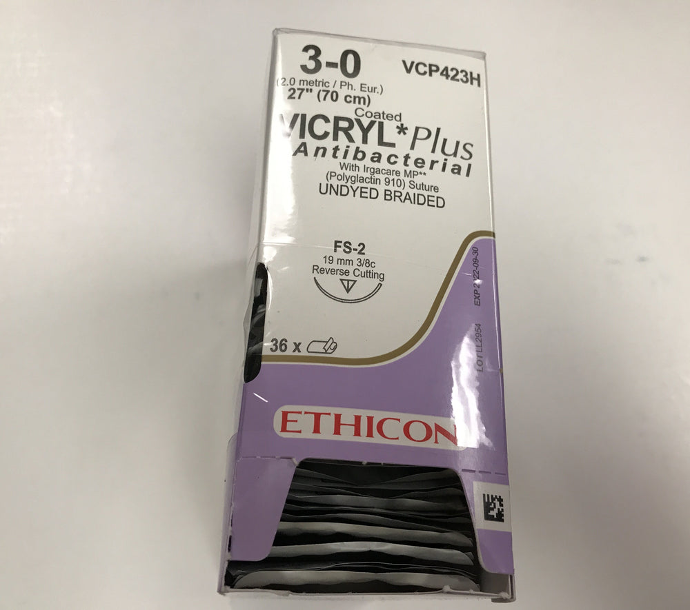 
                  
                    Copy of Ethicon Coated Vicryl (Undyed Braided) Sutures 3/0
                  
                