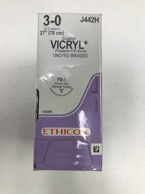 
                  
                    Copy of Ethicon Coated Vicryl (Undyed Braided) Sutures 3/0
                  
                