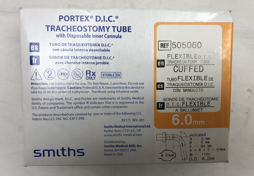 PORTEX D.I.C. Tracheostomy Tubes (6.0mm)