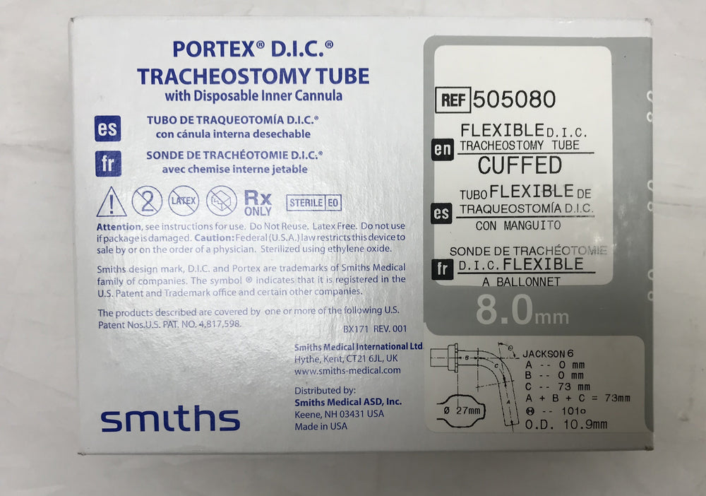 
                  
                    PORTEX D.I.C. Tracheostomy Tubes (8.0mm)
                  
                
