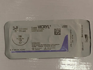 
                  
                    Ethicon Coated Vicryl Sutures, Violet Braided
                  
                