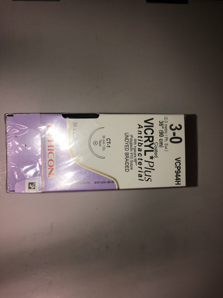 
                  
                    Copy of Ethicon Coated Vicryl (Undyed Braided) Sutures 3/0
                  
                